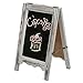 MyGift Rustic Brown Wood Small Chalkboard Sign, 15 Inch A Frame Menu Board with Double-Sided Erasable Chalkboard with Scalloped Design