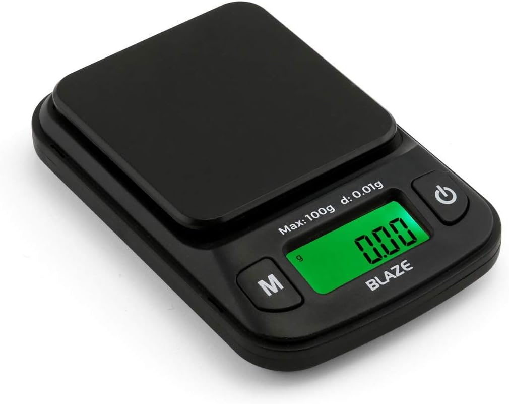 Truweigh - BLAZE Digital Mini Scale - (100g x 0.01g - Black) and Long Lasting Portable Grams Scale - Kitchen Scale - Food Scale - Postal Scale - Herb Scale - Pocket Scale - Small Scale