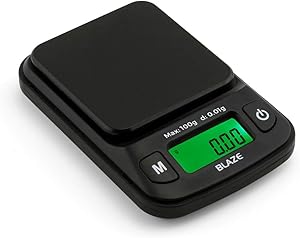 Truweigh - BLAZE Digital Mini Scale - (100g x 0.01g - Black) and Long Lasting Portable Grams Scale - Kitchen Scale - Food Scale - Postal Scale - Herb Scale - Pocket Scale - Small Scale