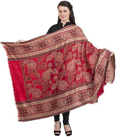 La Vastraa's Shawls for Women - Thread Work Floral Pattern Wool Shawl