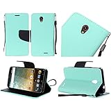 ZTE Prestige N9132 (Boost Mobile), ZTE Avid Plus (T-Mobil), Luckiefind Premium PU Leather Flip Wallet Credit Card Cover Case, Stylus Pen, Screen Protector & Wiper Accessories (Wallet Teal)
