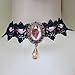 Meiysh Retro Handmade Lace Royal Court Vampire Choker Gothic Necklace Black Pendant Chain