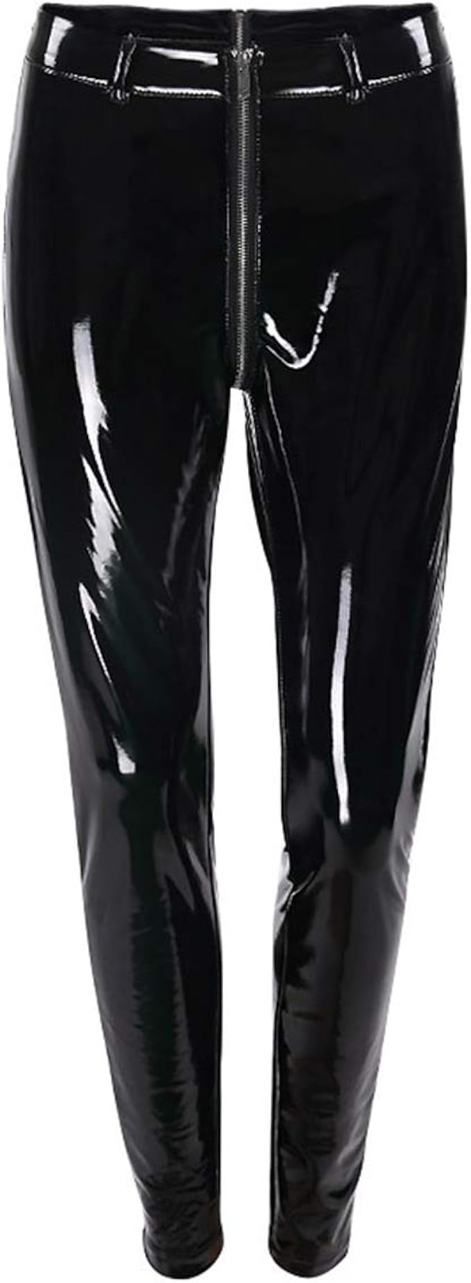 inlzdz Damen Lack Leder Lange Hose Wetlook Leggings Glänzend Lederhose mit Reißverschluss Offen inlzdz Damen Lack Leder Lange Hose Wetlook Leggings Glänzend Lederhose mit Reißverschluss Offen
