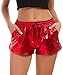 Tandisk Women's Yoga Hot Shorts Shiny Metallic Pants with Elastic Drawstring