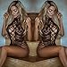 Sumen Women Lace Lingerie Nightwear Underwear G-String Babydoll Sleepwear Bodysuit (S, Black)