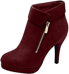 TOP Moda George-40 Ankle Wrap Boots, Wine Suede, 9
