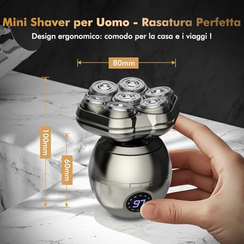 iWarmbase Bald Head Shaver, 7D Magnetic Removable Shaver Bald Head Absolute Zero - 6 in 1 Men's Hair 0.01 mm, Waterproof IP67 with LED Display, Razor and Zero Hair Cutter