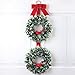 Collections Etc Holiday Christmas Cardinal Holly Double Wreath with Velvet Bow