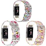 For Fitbit Charge 2, Wishteta Silicone Replacement Band for Fitbit charge 2 band/Charge 2/Fitbit 2/Charge 2 Fitbit / Fitbit Charge 2 Bands (3PCS-FLOWERS-03)