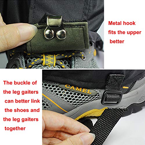 BMHNOONE Leg Gaiters, Adjustable and Waterproof Snow Boot Gaiters（Shaft Height 17.3"） for Hiking, Walking, Hunting, Mountain Climbing and Snowshoeing （Navy Blue） - Thumbnail 3