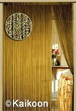 Thread Curtain 90 Cm X 240 Cm Shiny Gold W X H Amazon Co Uk