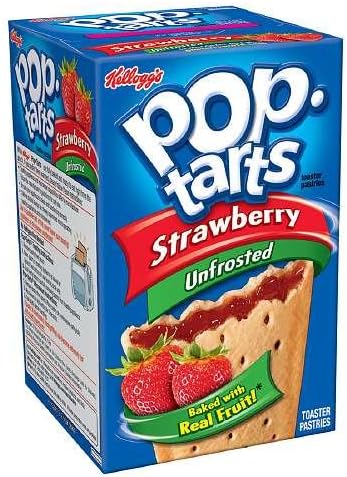 Pop Tarts Toaster Pastries, Unfrosted Strawberry 8 ea (Pack of 2)