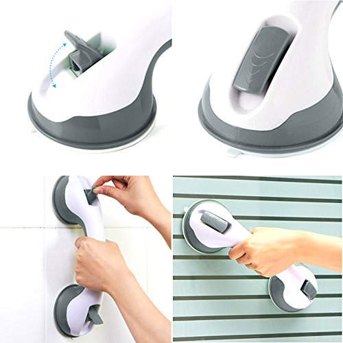 LUCKSTAR Grab Bar - Suction Shower Handle & Bathroom Balance Bar - Safety Hand Rail Support for Hotel / Motel / Home (Grey) - Thumbnail 3