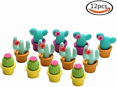 Soochat Cactus Erasers,Cartoon Erasers,Pencil Eraser Set, School Stationery 12pcs(Random Color)