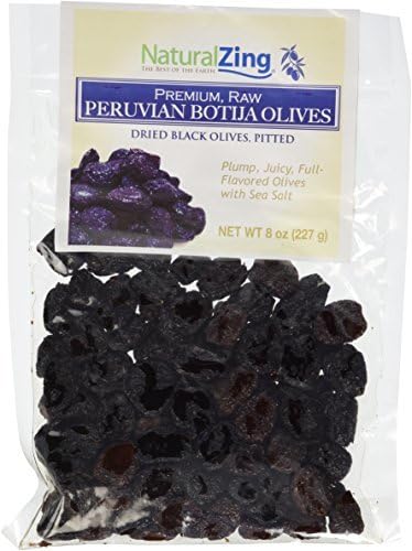 Raw Organic Pitted Peruvian Black Dried Olives-8 ozs. by Natural Zing