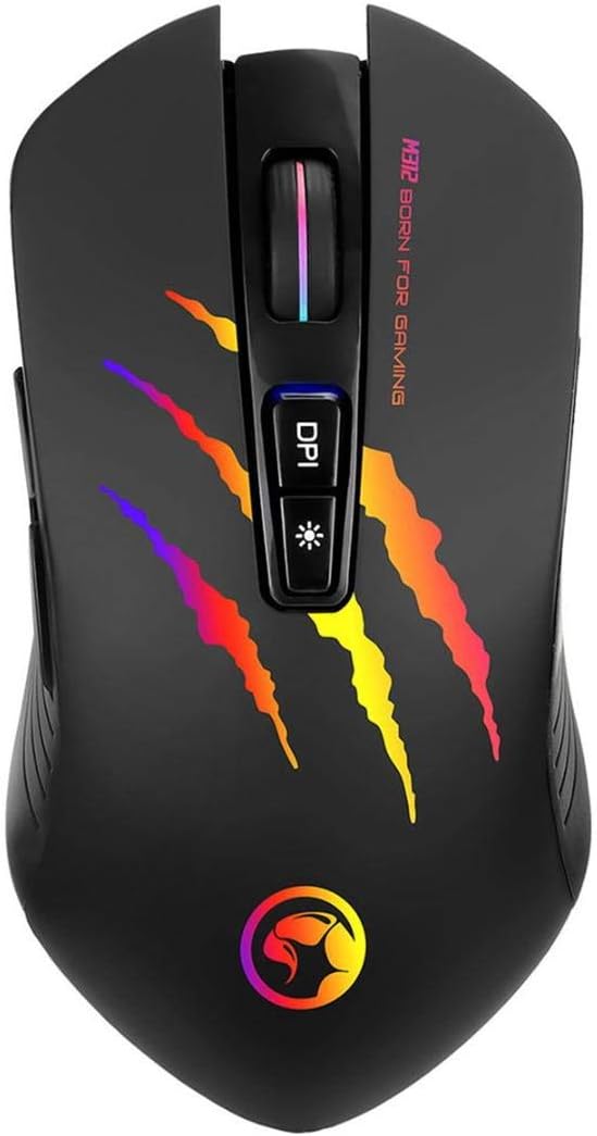 MARVO M312 Gaming Mouse - Rainbow RGB Lighting, Adjustable 4800dpi Optical Sensor, 7 Programmable Buttons, USB 2.0 Connection, Black - Image 3