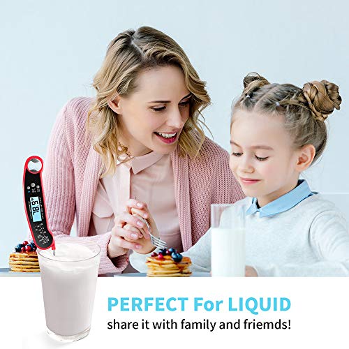 Cooking Thermometer Instant Read Temperature with Probe Digital Barbecue Thermometer for Grilling BBQ Smoker Food Cooking Candy Milk Deep Fry Oil Red - Thumbnail 5