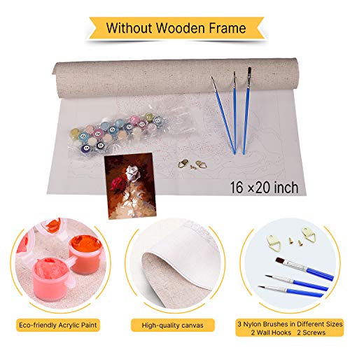 VIKMARI DIY Malen nach Zahlen Kits für Erwachsene DIY Ölgemälde Kit Rosen Malen nach Zahlen für Kinder Anfänger Malen… – Bild 3
