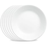 Corelle Winter Frost White 6-Piece 6.75-Inch Appetizer Plate Set | Lightweight, Chip-Resistant Vitrelle Glass, Dishwasher, Microwave &amp; Oven Safe, Made in USA