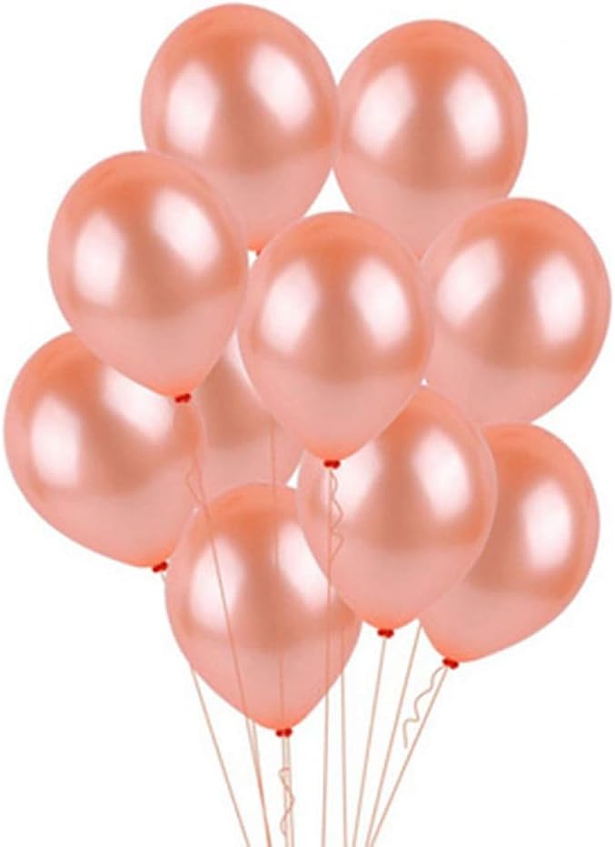 KALOR 100 Pack 12 Inch Pearlescent Latex Balloons for Wedding Party Baby Shower Birthday Carnival Party Decoration Supplies Rose Gold