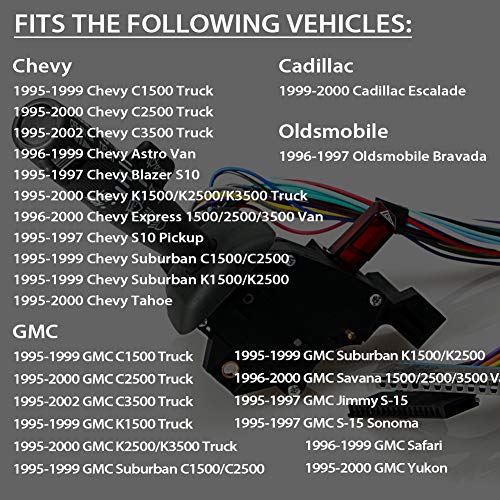 Turn Signal Multi-Function Combination Switch 26100985 2330814 26036312 with Turn Signal,Wiper, Washers, Hazard Switch, Cruise Control for Chevy Tahoe, Blazer, Suburban, K1500, Sierra and more