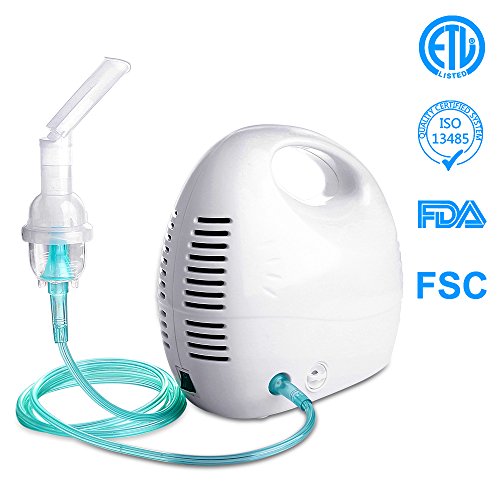 Cool Mist Inhaler Compressor System Breathing Treatment Machine Very Quiet for Kids and Adults with Masks Tubing Filters Set [FDA Approved]