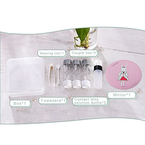 Contact Lens Case Portable Travel Glasses Box Eye Care Kit With a Carry-On Mirror - Thumbnail 3