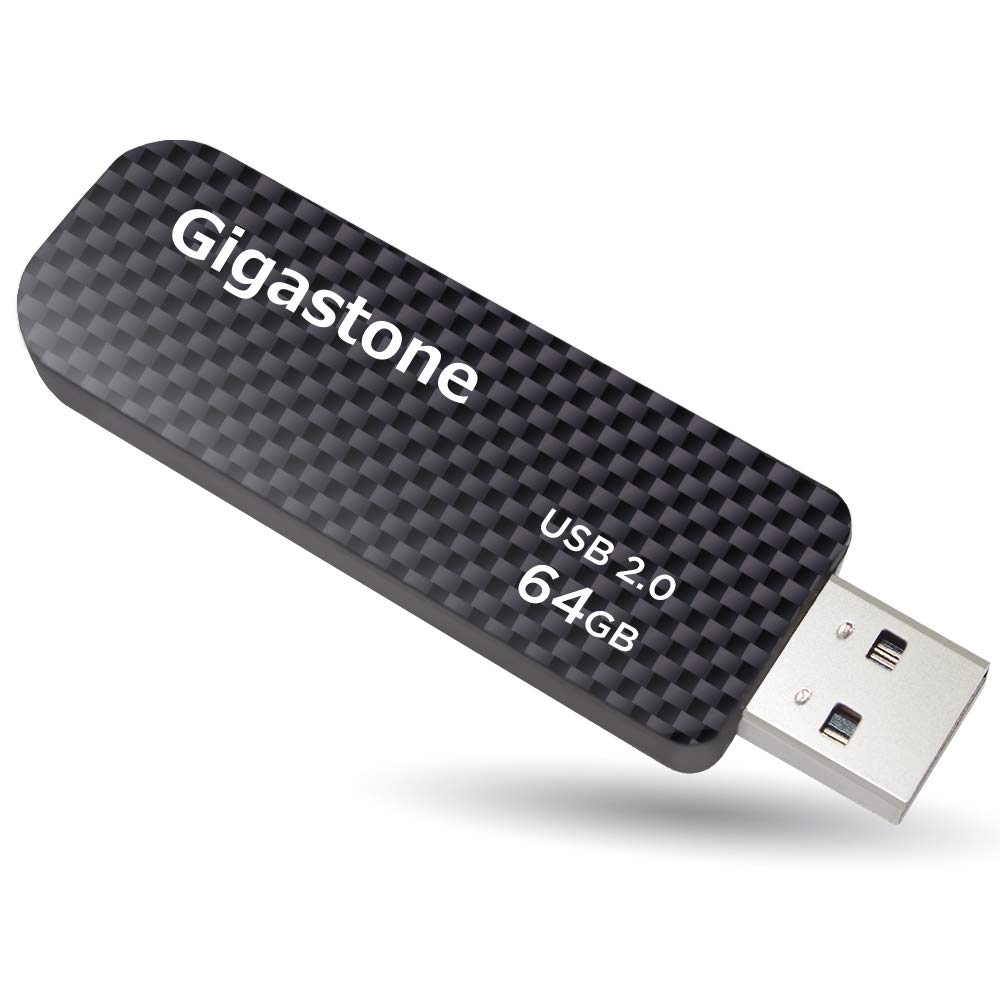 GIGASTONE 64GB V30 USB 2.0 Flash Drive, Retractable Sliding Design Pen Drive, Carbon Fiber Style Thumb Drive, Reliable Performance & Durable