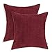 CaliTime Throw Pillow Covers Pack of 2 Comfy Corduroy Corn Striped Waffle Decorative Cushion Cases for Couch Sofa Bed Farmhouse 18 X 18 Inches Burgundy