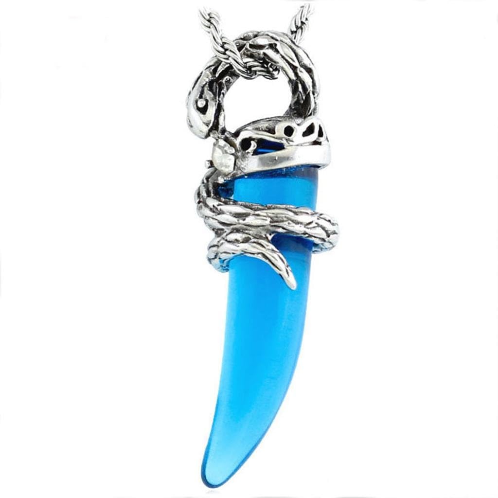 Stainless Steel Pendant Necklace For Men Fashion Personality Retro Wolf Tooth Green