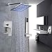 Rozin Brushed Nickel 2-way Mixer Shower Set LED Light 12-inch Rainfall Shower Head with Hand Spray