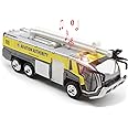 Ailejia Airport Fire Trucks Toy for Boys Fire Engine Toys Fire Engine Pullback Friction Toy Airport Rescue Diecast Vehicle Model (Yellow)