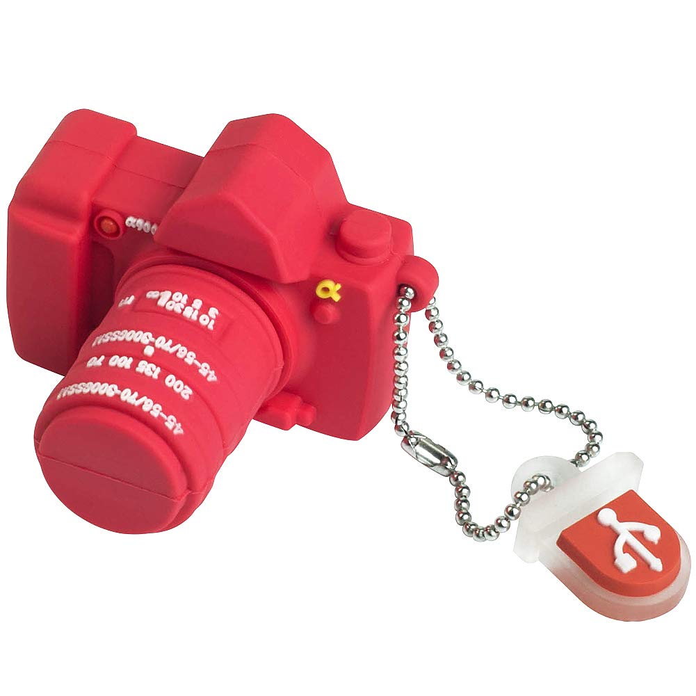 leizhan 16GB USB Flash Drive Pink Camera Silicone Waterproof, Durable External Memory for Gifts