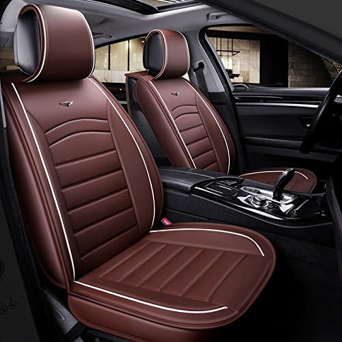 flexzon Universal Deluxe Brown PU Leather Front Car Seat Covers Cushion Padded