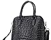 QZUnique Women's Cowhide Genuine Leather Crocodile Veined Cross Body Shoulder Handle Amphibious Shell Bag Black
