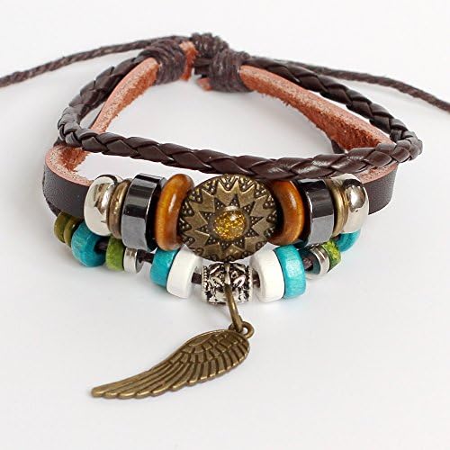 Men's leather bracelet Women's leather bracelet Angel wing bracelet Charm bracelet Beads bracelet Rings bracelet Braided leather bracelet Woven leather bracelet Fashion bracelet