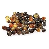60 Loose Amber Beads - Raw Unpolished Green Color - 3-4mm Width - Pre-Drilled Holes Ready for Stringing Jewelry - Bulk DIY Supplies for Making Baltic Teething Necklaces, Bracelets & Jewelry