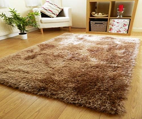 Smiling Home Solid Asian Carpet (Beige, Polyester And Polyester Blend, 2 X 3 Feet)