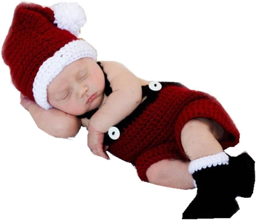 Eyourhappy Baby Boys Photo Props Infant Newborn Cute Santa Claus Christmas Outfits Hat Pant Shoes