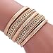 Welcomeuni Bohemian Bracelet Woven Braided Wrap Cuff Magnetic Clasp for Women (Gold)