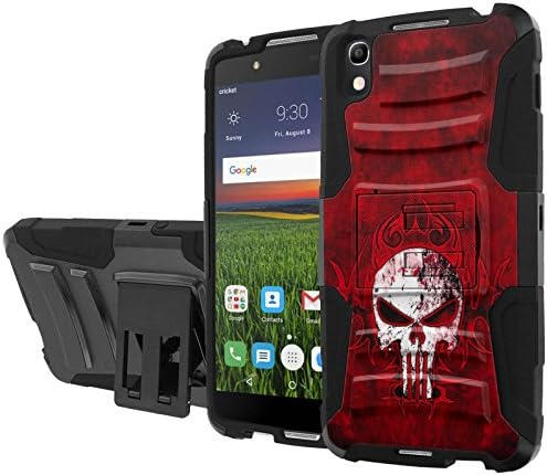 Alcatel [Idol 4] [Cricket] [5.2" Screen] Armor Case [NakedShield] [Black/Black] Heavy Duty [Holster] [Kickstand] - [Tribal Punisher] for Alcatel one touch Idol 4 [Nitro 4/ 49] [6055K]