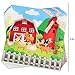 102 pieces of Farm Animals' Birthday Decorations Set, featuring a banner, Farm party plates, cups, napkins, and a tablecloth. Serves 25 guests. Farm Birthday Decorations