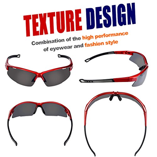 O2O Polarized Sports Sunglasses for Men Women Teens Cycling Running Fishing Golf Driving Tr90 Frame (Red/Black, Black)