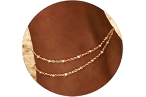 TOSGMY Gold Silver Ankle Bracelets for Women, 14K Gold Anklets for Women Waterproof Cuban Figaro Link Gold Anklet Set Layered Glitter Ankle Bracelet Silver Anklets for Teen Girls Jewelry Gift