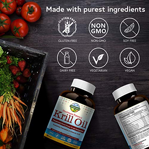 Terranics Krill Oil with Omega3s DHA & EPA, Phospholipids and Astaxanthin, 1250mg, 60 Softgels, Supports Joint, Brain and Cardiovascular Health, NON-GMO, Soy, Dairy & Gluten Free, for men and women - Thumbnail 6