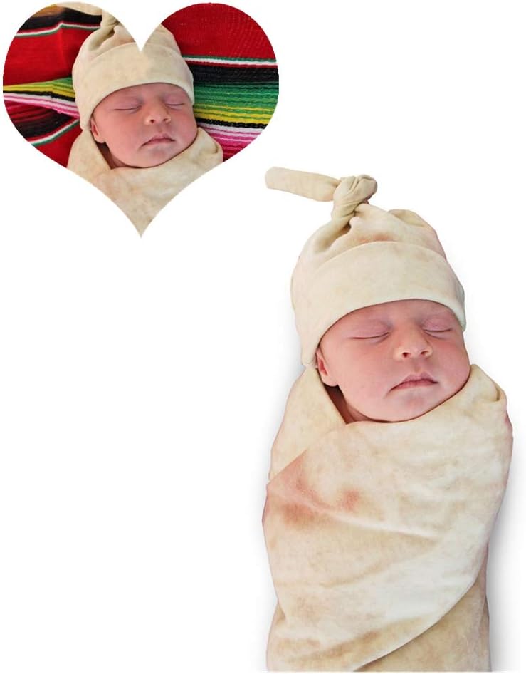 Baby Burrito Blanket,Novelty Burrito Baby Blanket Flour Tortilla Swaddle Blanket Sleeping