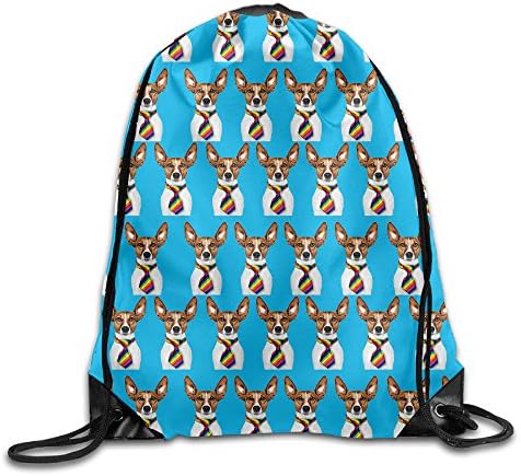 Dog Raibow Tie Animal Pattern Lightweight Durable Gym Sackpack Sport Running Swimming Hiking Drawstring Bags