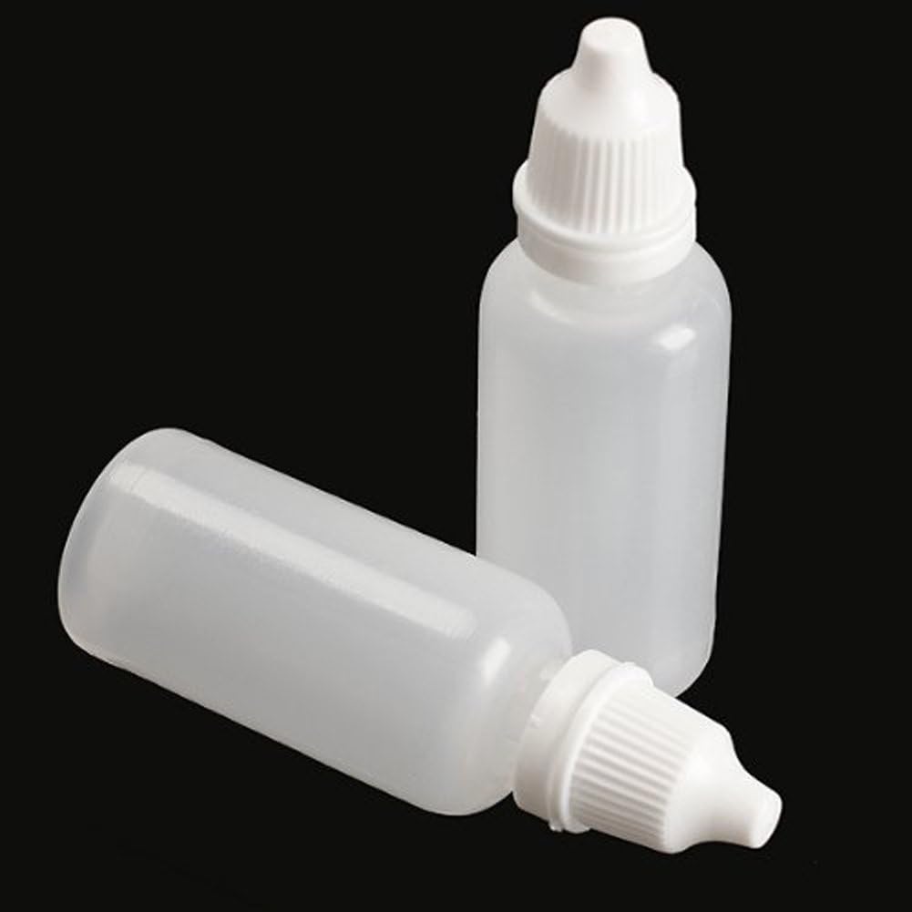 50pcs Plastic Empty Squeezable Eyedrops Dropping Bottle Eye Liquid Dropper- Plug Can Removable the Lip Can Be Screwed On (20ml): Beauty