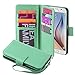ULAK S6 Case, Galaxy S6 Case, S6 Wallet Case, Luxury Fashion PU Leather Case Magnet Wallet Folio 9 Card Multi-Slots Flip Cover for Women for Samsung Galaxy S6 (Mint Green)