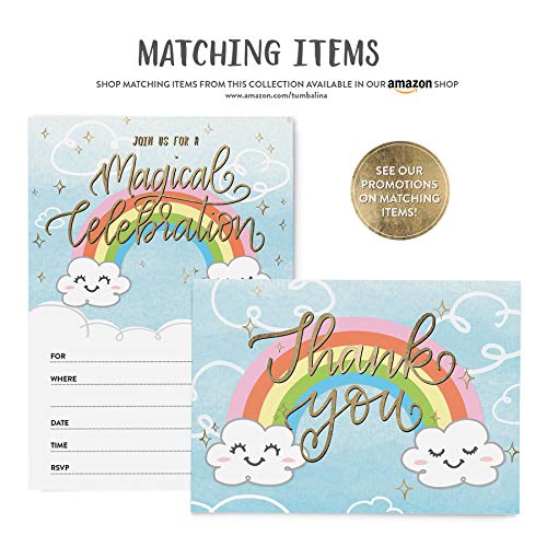 25 Birthday Party Invitations and Envelopes for Boys or Girls, Magic Rainbow Party Invitations, Fill-in Style Birthday Invitations, Blank Birthday Invitations - Thumbnail 3